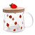 Caneca Vidro Borossilicato com Pires Morango 330ml - Lyor - Imagem 1