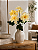 Buquê De Dália Branco e Amarelo X5 Para Arranjos Decorativos - Imagem 2