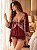 Babydoll com Robe Marsala e renda bege - Imagem 3