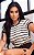 Blusa TShirt babylook Listrada com casual Listras Básicas Moda Feminina - Imagem 3