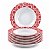 Jogo de 12 Pratos Fundo Melamina 25cm Vermelho Hotel Buffet - Imagem 1