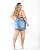 Mini-Saia Jeans Feminina Plus Size com Rasgos e Puídos 21398 Média Rasgada - Imagem 2