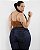 Calça Jeans Feminina Plus Size Cós Largo e Abertura Lateral Na Barra a Fio 22522 Escura - Imagem 1
