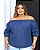 Blusa Jeans Feminina Ciganinha Plus Size 23201 Escura - Imagem 3
