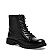 Bota Coturno Couro Preto Tratorada Cadarço - Imagem 1