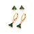 KIT BRINCO ARGOLA E TRIÂNGULO BANHADO A OURO 18K COM PEDRAS SINTÉTICAS VERDE ROMMANEL 527485 - Imagem 1
