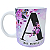 Caneca Alfabeto Floral com Foto Nome Lilás - Imagem 1
