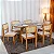 Mesa de Jantar Dubai 160x80  c/ 6 Cad. Telinha Santorini Linho Bege Madeira Maciça - Imagem 1