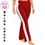 Legging Flare com faixa lateral, do P até plus size 60/62, crepe de malha vermelho - Imagem 1