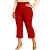 Calça Capri/Pantacourt fenda vermelha bolsos, do P até o plus size 60/62, cintura alta, crepe de malha - Imagem 1
