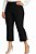 Calça Capri/Pantacourt fenda preta, do P até o plus size 64/66, cintura alta, crepe de malha - Imagem 4