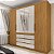 Guarda Roupa Carioca Império 6 Gavetas 2,24m x 2,00m x 0,45m com Espelho com Pés Cinamomo com Off White - Imagem 2