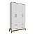 Guarda Roupas Peroba Guti Retrô 4 Portas 4 Gavetas 2,10m x 1,27m x 0,45m Branco com Amêndoa - Imagem 1
