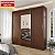 Roupeiro Panan Buzios 100% Mdf 3 Portas Slide 4 Gavetas 2,14m x 1,99m x 0,52m com Espelho Jequitibá - Imagem 1