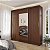 Roupeiro Panan Buzios 100% Mdf 3 Portas Slide 4 Gavetas 2,14m x 1,99m x 0,52m com Espelho Jequitibá - Imagem 1