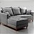 Sofá Evidence Milão 1,50m x 1,05m x 0,80m com Chaise Cinza - Imagem 1
