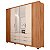 Roupeiro Caemmun Maximus 2 portas 6 gavetas com espelho 2.35m x 2.68m Freijó com Off White - Imagem 2