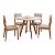 Conjunto Mesa Cimol Acerola Redonda 1,09m com Vidro e 4 Cadeiras Sabiá Linho Cinza Cinamomo/Off White - Imagem 1