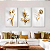 Trio de Quadros Decorativos - Floral Dourado Luxo - Imagem 1