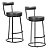 Kit 2 Banqueta Miami Base Metal Courissimo Preto Salaone - Imagem 1