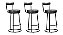 Kit 3 Banqueta Miami Base Metal Courissimo Preto Salaone - Imagem 1