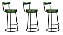 Kit 3 Banqueta Miami Base Metal Courissimo Verde Salaone - Imagem 1