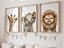 Kit 3 Quadros Decorativos Safari Animais Baby Sorrindo Quarto - Imagem 1