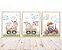 Kit 3 Quadros Animais Fazendinha Trator Vermelho Quarto Menino - Imagem 2
