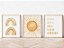 Kit com 3 Quadros Sol Arco-íris Amarelo Decoração Quarto - Imagem 1
