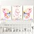 Kit 3 Quadros Borboletas Rosa Flores Personalizado com Nome - Imagem 1