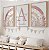 Kit 3 Quadros Arco-Íris Flores Rosa Personalizado com Nome - Imagem 1