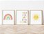 Kit 3 Quadros Arco Íris Sol Sunshine Quarto Criança - Imagem 1