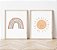 Kit 3 Quadros Arco Íris Sol Boho Quarto Bebê Criança - Imagem 1