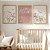 Kit 3 Quadros Flores Rosa Borboleta Personalizado com Nome - Imagem 2