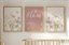 Kit 3 Quadros Flores Rosa Borboleta Personalizado com Nome - Imagem 1
