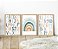 Kit 3 Quadros Números alfabeto Arco-Íris Azul Educativo - Imagem 1