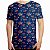 Camiseta Masculina Longline Swag Floral Rosas no Dark Blue Estampa Digital - Imagem 1