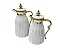 Kit Garrafa Térmica Café e Chá Branco e Dourado 1L e 700ml com Pressão – Conjunto Luxo - Imagem 1