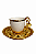 Jogo de Xícaras de Café Branca com Dourado em Porcelana e Metal – Conjunto Luxo 6 Peças - Imagem 1