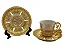 Jogo de Xícaras de Café Laranja com Dourado em Porcelana – Conjunto com Pires 6 Peças Luxo - Imagem 3