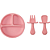 Kit Pratinho em Silicone com Ventosa + Kit Talheres - Rosa - Imagem 1