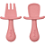 Kit Pratinho em Silicone com Ventosa + Kit Talheres - Rosa - Imagem 9