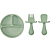 Kit Pratinho em Silicone com Ventosa + Kit Talheres - Verde - Imagem 1