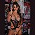 Body Sexy Sombra da Noite com Transparência e Seios Abertos - Universo - Cor: PRETO - 525 - Imagem 1