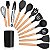 Kit Conjunto De Utensílios Silicone Com 12 Peças Cabo Madeira PRETO / U - Imagem 1