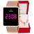 Relógio Feminino Champion Digital Quadrado Rosé CH40083H Led Rosa + Pulseira Berloques - Imagem 1