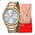Relógio Feminino Mondaine Dourado Casual Analógico 53676LPMVDE2 Mulher Colar e Brincos - Imagem 1