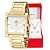 Relógio Champion Feminino Quadrado Dourado CN25369W + Colar e Brincos - Imagem 1