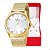 Relógio Feminino Champion Analógico Dourado Pulseira Mesh CN24093B Colar e Brincos - Imagem 1
