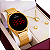 Kit Relógio Champion Feminino Dourado Digital Led Vermelho CH40133V Colar e Brincos - Imagem 6